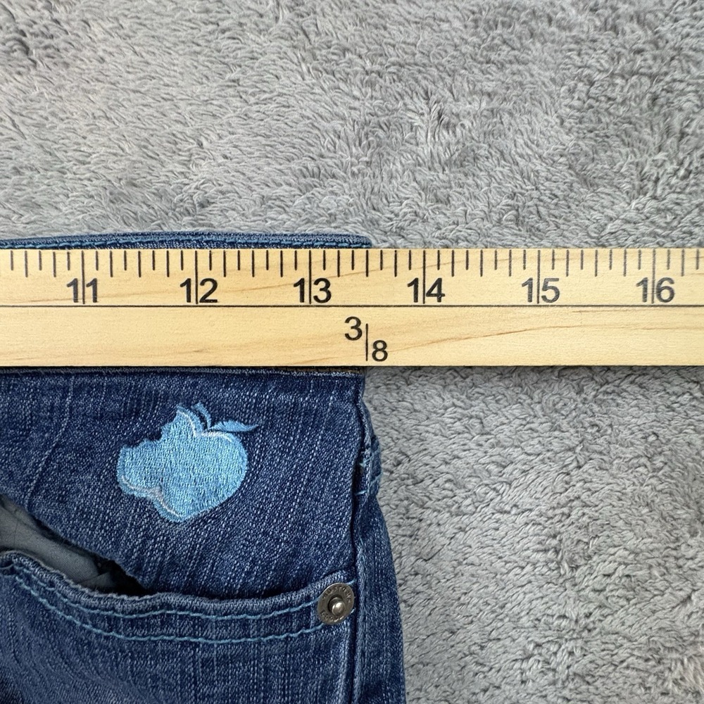 VTG Y2K Apple Bottoms Women's 2 (27x10.25) Blue Rhinestone Bermuda Cutoff Shorts - Picture 6 of 10